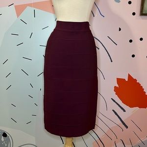Y2K BCBG Max Azria “Bandage” Pencil Skirt in Purple-Maroon